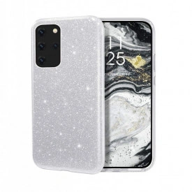 Husa Samsung Galaxy S20 Plus, ultra slim din silicon, cu 3 straturi protective, Fashion, cu sclipici Glitter, Argintiu