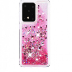 Husa Samsung Galaxy S20 Ultra, cu Apa si Sclipici, Lichid si Glitter, Fashion, protectie camera, Roz - Img 3