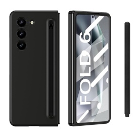 Husa Samsung Galaxy Z Fold 6, protectie slim, cu S-Pen inclus, Antisoc, Premium Quality, din policarbonat, 2 piese, Negru