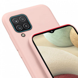 husa silicon catifea roz pal samsung galaxy A12 planetphone