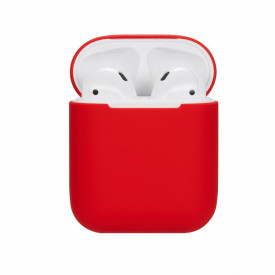 Husa suport cutiuta casti compatibila cu Airpods Apple Iphone, silicon Rosu, 2 piese - Img 3