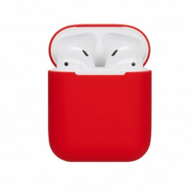 Husa suport cutiuta casti compatibila cu Airpods Apple Iphone, silicon Rosu, 2 piese - Img 3