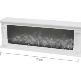 Semineu electric decorativ, Lumina Led cu Simulare Flacari, Alimnetare priza sau baterii, Dimensiuni (LxH): 63*22 cm, Vintage, Alb - Img 4
