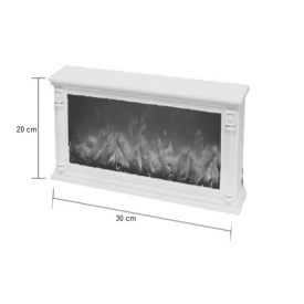 Semineu electric decorativ, Lumina Led cu Simulare Flacari, Alimnetare priza sau baterii, Dimensiuni (LxH): 30*20 cm, Vintage, Alb - Img 4
