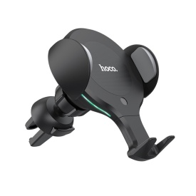 Suport Auto cu incarcare Wireless, Hoco (CA60) - 10W, cu cleme laterale, montaj Grila/Bord, brat ajustabil, BLACK