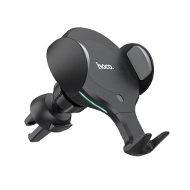 Suport Auto cu incarcare Wireless, Hoco (CA60) - 10W, cu cleme laterale, montaj Grila/Bord, brat ajustabil, BLACK