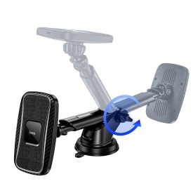 Suport Auto cu incarcare Wireless, Hoco (CA75) - 15W, Magnetic, montaj Grila/Bord, AutoLock, brat ajustabil, BLACK - Img 3