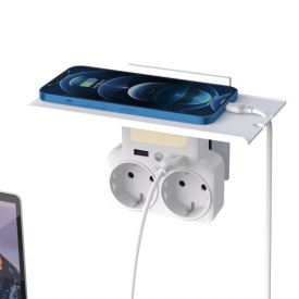 Adaptor Priza, XO (WL09) - dublu, cu senzor și LED, 2 porturi USB-A, lampa de noapte inclusă, WHITE - Img 5
