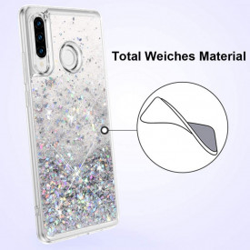 husa huawei p30 lite cu apa si sclipici argintiu planetphone