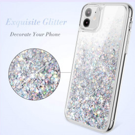 husa iphone 11 apa si sclipici argintiu planetphone
