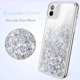 husa iphone 11 apa si sclipici argintiu planetphone