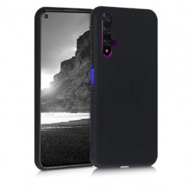 Husa Huawei Nova 5T, ultra slim, silicon Negru, cu interior de catifea, protectie camera