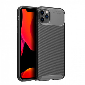 Husa iPhone 11 Pro Max stil carbon, ultra slim, Negru, fashion look