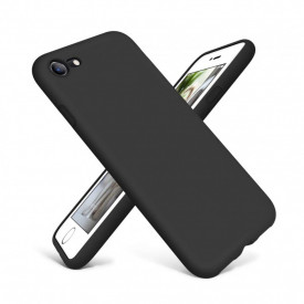 Husa iPhone 7 / iPhone 8, ultra slim silicon, interior din catifea, Negru - Img 3