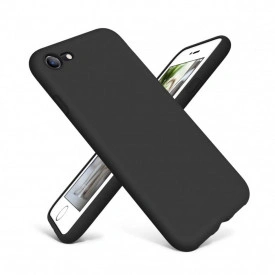 Husa iPhone 7 / iPhone 8, ultra slim silicon, interior din catifea, Negru - Img 3