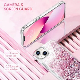 husa apa sclipici iphone 13 roz planetphone