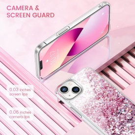 husa apa sclipici iphone 14 roz planetphone