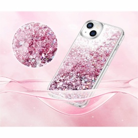 husa apa sclipici iphone 15 roz planetphone