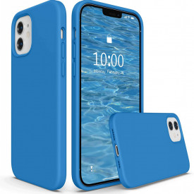 husa iphone 12 albastru silicon si catifea planetphone