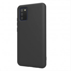 Husa protectie Samsung A02S, ultra slim, silicon Negru, cu interior de catifea, protectie camera