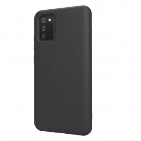 Husa protectie Samsung A02S, ultra slim, silicon Negru, cu interior de catifea, protectie camera