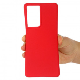 Husa protectie Samsung Galaxy S21 Ultra, ultra slim, silicon Rosu, cu interior de catifea, protectie camera - Img 2