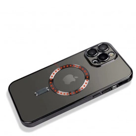 husa iphone 14 pro max magsafe transparenta margini negru planetphone