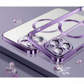 husa iphone 15 pro max magsafe transparenta margini mov planetphone