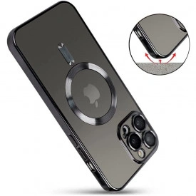husa iphone 15 pro max magsafe transparenta margini negru planetphone