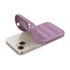 Husa protectie Wave style, compatibila cu iPhone 14, antisoc, silicon Mov, interior din microfibra, anti-alunecare, protectie camera, protectie ecran - Img 4