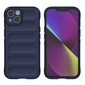 Husa protectie Wave style, compatibila cu iPhone 15, antisoc, silicon Bleumarin, interior din microfibra, anti-alunecare, protectie camera, protectie ecran