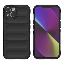 Husa protectie Wave style, compatibila cu iPhone 16, antisoc, silicon Negru, interior din microfibra, anti-alunecare, protectie camera, protectie ecran