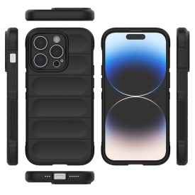 Husa protectie Wave style, compatibila cu iPhone 16 Pro Max, antisoc, silicon Negru, interior din microfibra, anti-alunecare, protectie camera, protectie ecran - Img 3