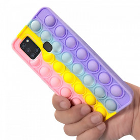 Husa Samsung Galaxy A21s, husa POP IT, Push Pop Bubble Fidget, Antisoc, antistres, din silicon, Mov/Roz/Bej - Img 3