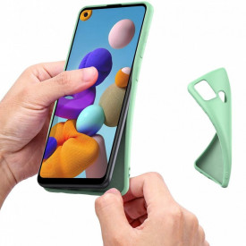 Husa Samsung Galaxy A21s, ultra slim, silicon Verde, cu interior de catifea, protectie camera - Img 3