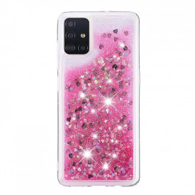 husa samsung a 51 sclipici si apa roz planetphone