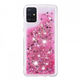 husa samsung a 51 sclipici si apa roz planetphone