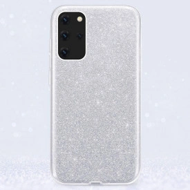 Husa Samsung Galaxy S20 Plus, ultra slim din silicon, cu 3 straturi protective, Fashion, cu sclipici Glitter, Argintiu - Img 2