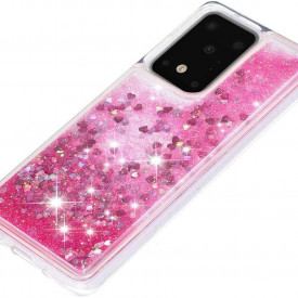 Husa Samsung Galaxy S20 Ultra, cu Apa si Sclipici, Lichid si Glitter, Fashion, protectie camera, Roz - Img 4