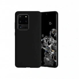 Husa Samsung Galaxy S20 Ultra, ultra slim, silicon Negru, cu interior de catifea, protectie camera