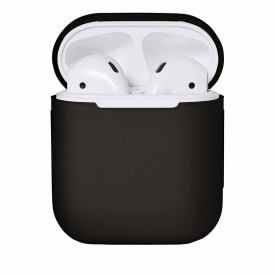 Husa suport cutiuta casti compatibila cu Airpods Apple Iphone, silicon Negru, 2 piese - Img 2