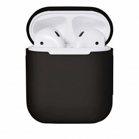 Husa suport cutiuta casti compatibila cu Airpods Apple Iphone, silicon Negru, 2 piese - Img 2