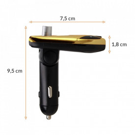 Modulator auto FM, car kit bluetooth, transmitator FM, Transmitator Bluetooth wireless, adaptor FM, modulator muzica Handsfree Mp3 Player, audio USB, design elegant, Auriu - Img 5