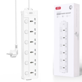 Prelungitor electric XO (WL18) - 6 prize AC cu intrerupator independet, cablu de 2m, WHITE - Img 5