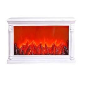 Semineu electric decorativ, Lumina Led cu Simulare Flacari, Alimnetare priza sau baterii, Dimensiuni (LxH): 30*20 cm, Vintage, Alb - Img 5