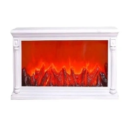 Semineu electric decorativ, Lumina Led cu Simulare Flacari, Alimnetare priza sau baterii, Dimensiuni (LxH): 30*20 cm, Vintage, Alb - Img 5