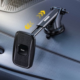 Suport Auto cu incarcare Wireless, Hoco (CA75) - 15W, Magnetic, montaj Grila/Bord, AutoLock, brat ajustabil, BLACK - Img 4