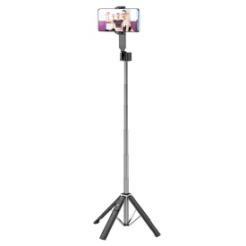 Suport Stand Hoco (K18), tip Selfie Stick & Trepied 2 in 1, Telescopic, Inox, cu Telecomanda BT, BLACK - Img 3