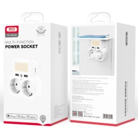 Adaptor Priza, XO (WL09) - dublu, cu senzor și LED, 2 porturi USB-A, lampa de noapte inclusă, WHITE - Img 6