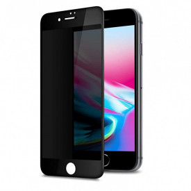 Folie protectie iPhone 7 Plus, iPhone 8 Plus din sticla privacy, full cover, full glue, case friendly, margine neagra